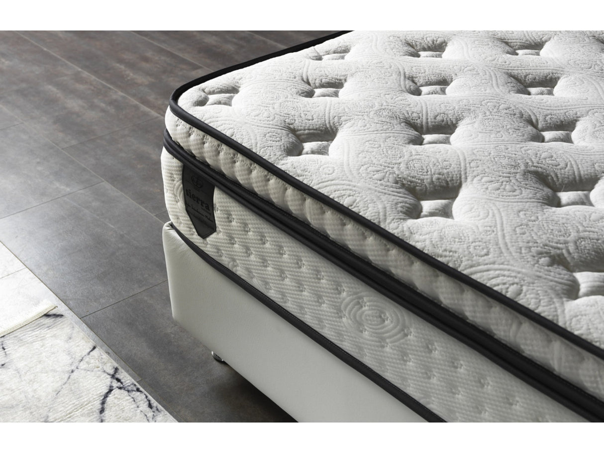 Nevada Queen Storage Bed With Headboard Vinyl in White from Furnia - Luna Furniture