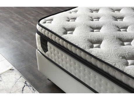 Nevada Queen Storage Bed With Headboard Vinyl in White from Furnia - Luna Furniture