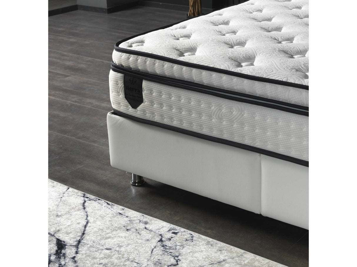 Nevada King Storage Bed With Headboard Vinyl in White from Furnia - Luna Furniture