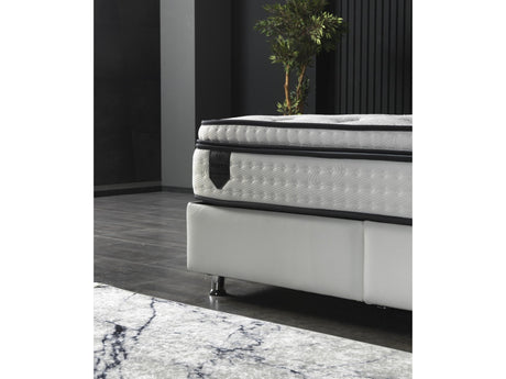 Nevada Twin Storage Bed With Headboard Vinyl in White from Furnia - Luna Furniture