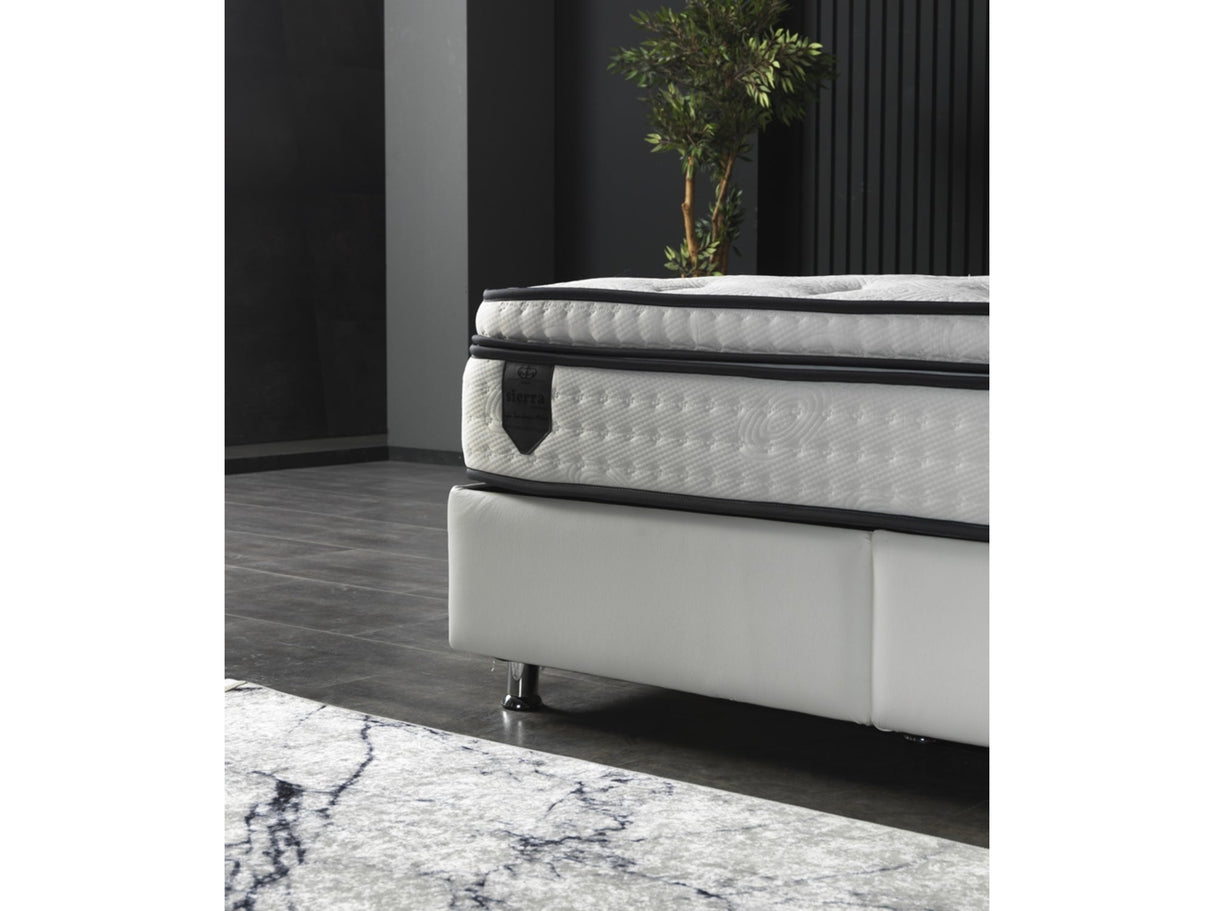 Nevada Full Storage Bed With Headboard Vinyl in White from Furnia - Luna Furniture