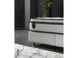 Nevada Full Storage Bed With Headboard Vinyl in White from Furnia - Luna Furniture