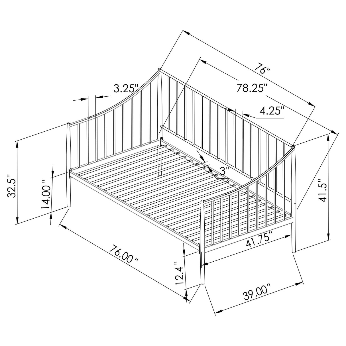 Newbury Metal Twin Daybed Bed Frame Matte Black from Coaster - Luna Furniture