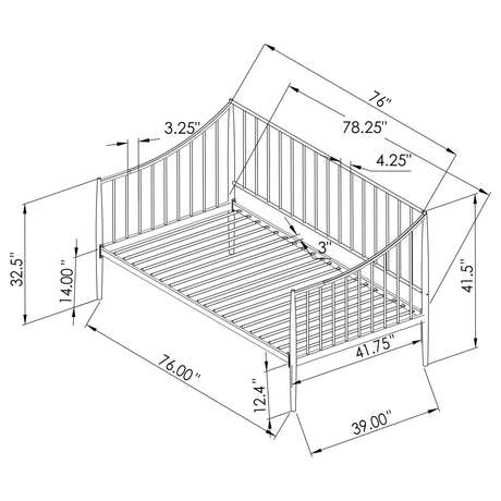 Newbury Matte Black Twin Metal Daybed Frame from Coaster - Luna Furniture