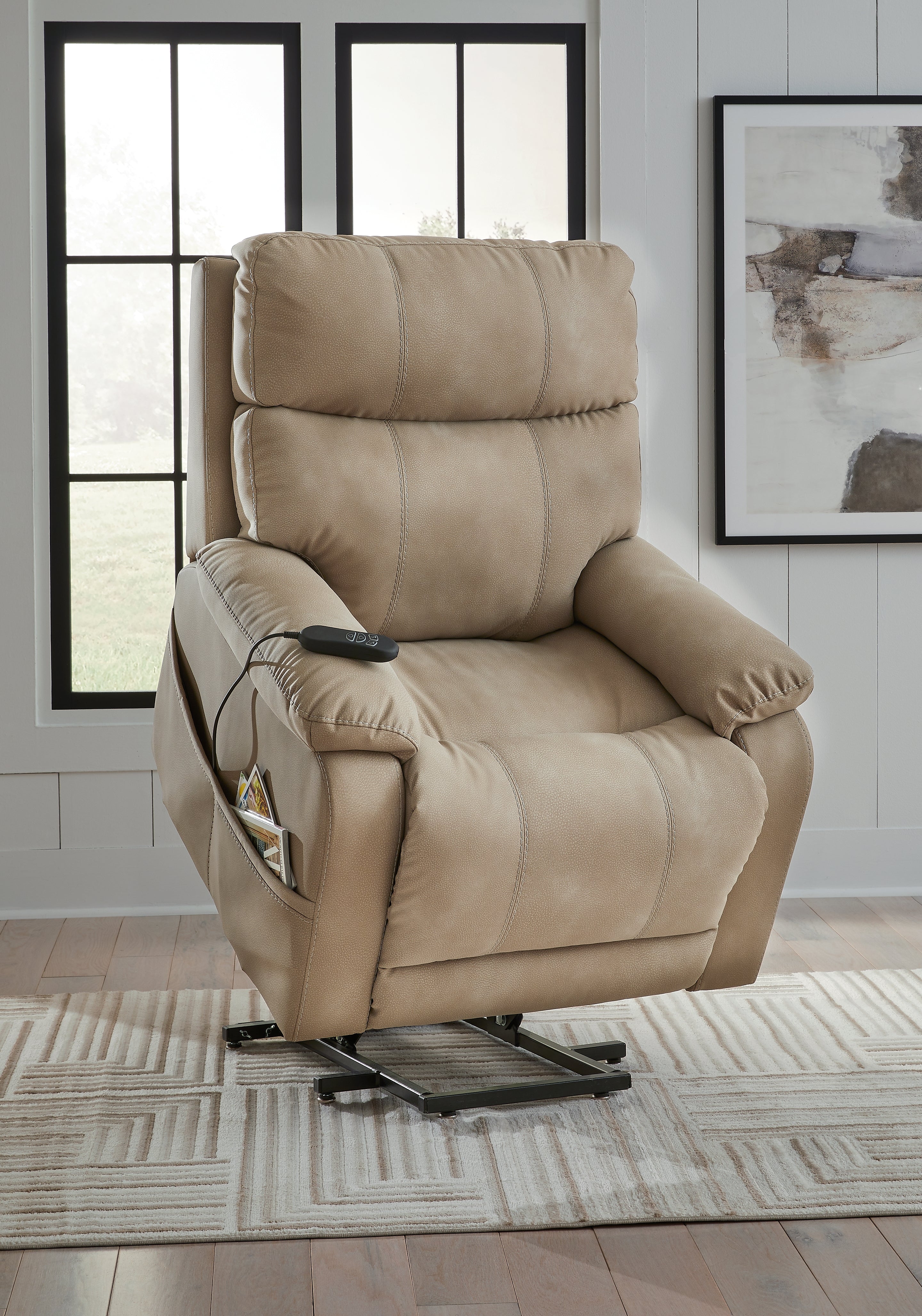 Next-Gen Durapella Sand Power Lift Recliner - Luna Furniture