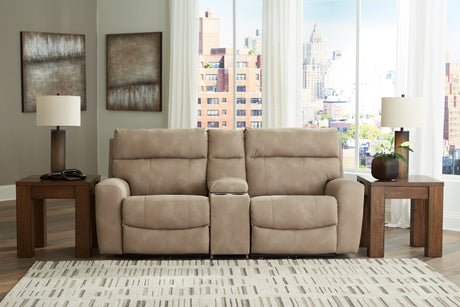 Next-Gen DuraPella Sand Power Reclining Sectional Loveseats with Console from Ashley - Luna Furniture