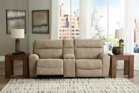 Next-Gen DuraPella Sand Power Reclining Sectional Loveseats with Console from Ashley - Luna Furniture