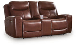 Next Move Mahogany Power Reclining Loveseat with Console from Ashley - Luna Furniture