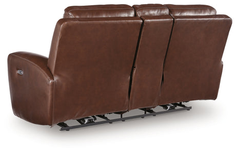 Next Move Mahogany Power Reclining Loveseat with Console from Ashley - Luna Furniture