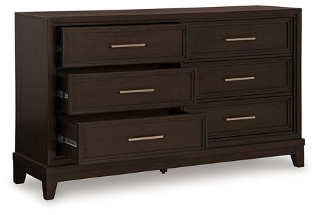 Neymorton Dark Grayish Brown Upholstered Panel Bedroom Set from Ashley - Luna Furniture