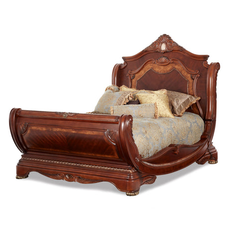 Cortina Honey Walnut Cal King Sleigh Bed from Michael Amini - Luna Furniture
