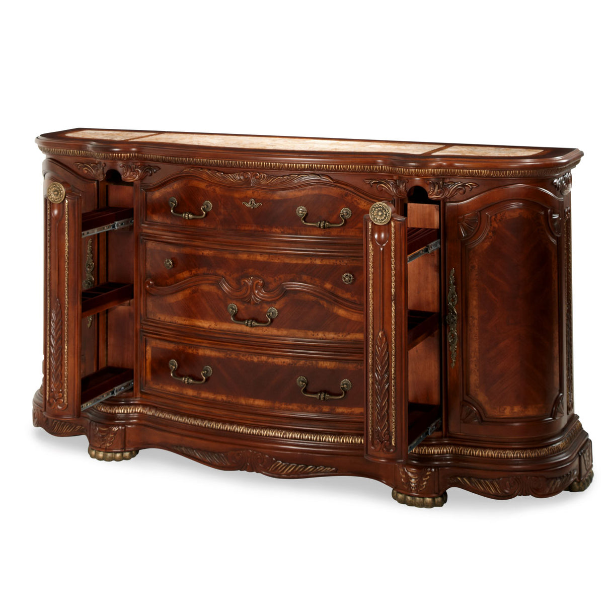 Cortina Honey Walnut Dresser With Mirror from Michael Amini - Luna Furniture