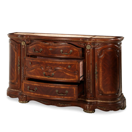 Cortina Honey Walnut Dresser With Mirror from Michael Amini - Luna Furniture