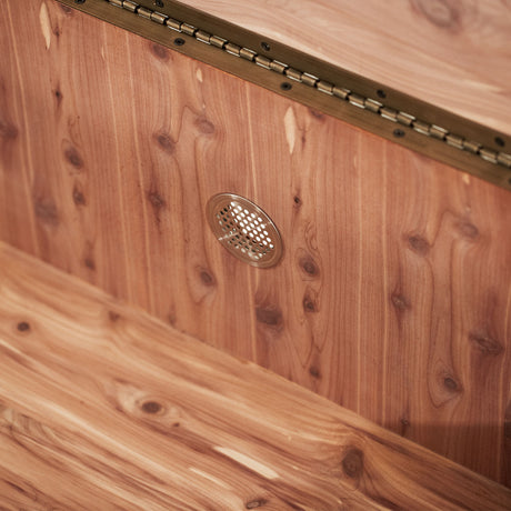 Cortina Honey Walnut Leather Bench With Storage from Michael Amini - Luna Furniture