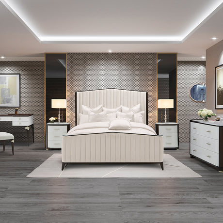 Paris Chic Espresso Cal King Tufted Panel Bed (3 Pc) from Michael Amini - Luna Furniture
