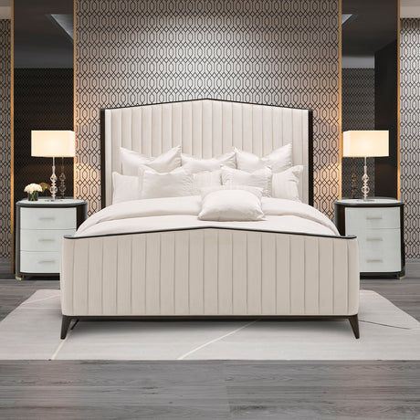 Paris Chic Espresso Cal King Tufted Panel Bed (3 Pc) from Michael Amini - Luna Furniture