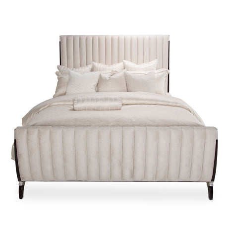 Paris Chic Espresso Cal King Tufted Sleigh Bed (4 Pc) from Michael Amini - Luna Furniture