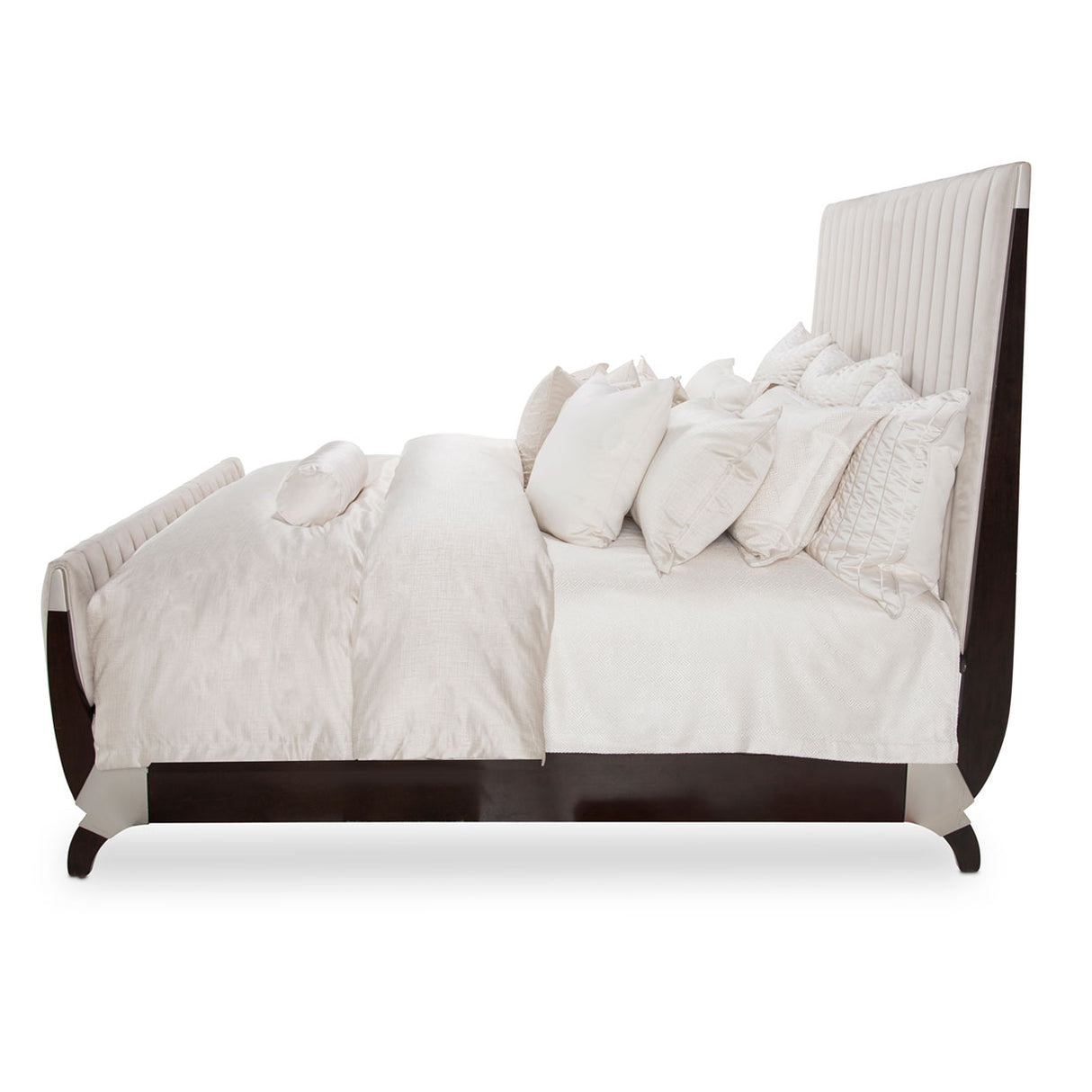 Paris Chic Espresso Cal King Tufted Sleigh Bed (4 Pc) from Michael Amini - Luna Furniture