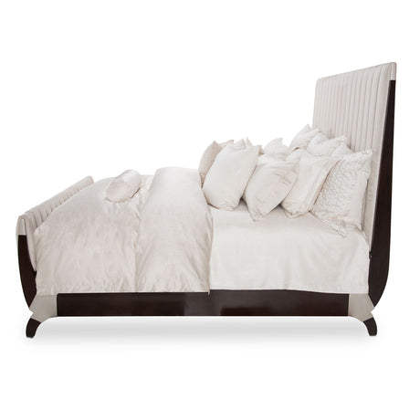 Paris Chic Espresso Cal King Tufted Sleigh Bed (4 Pc) from Michael Amini - Luna Furniture