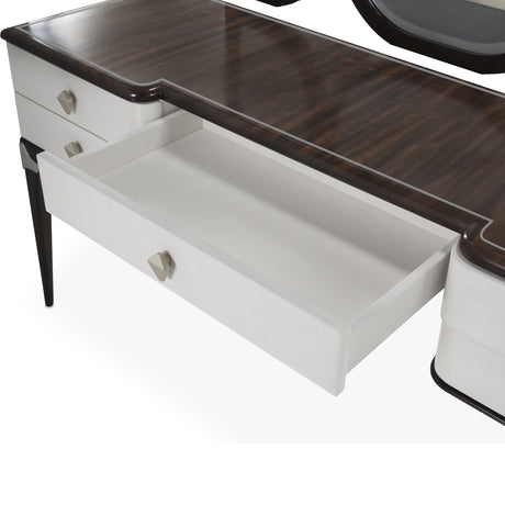 Paris Chic Espresso Vanity Desk With Mirror from Michael Amini - Luna Furniture