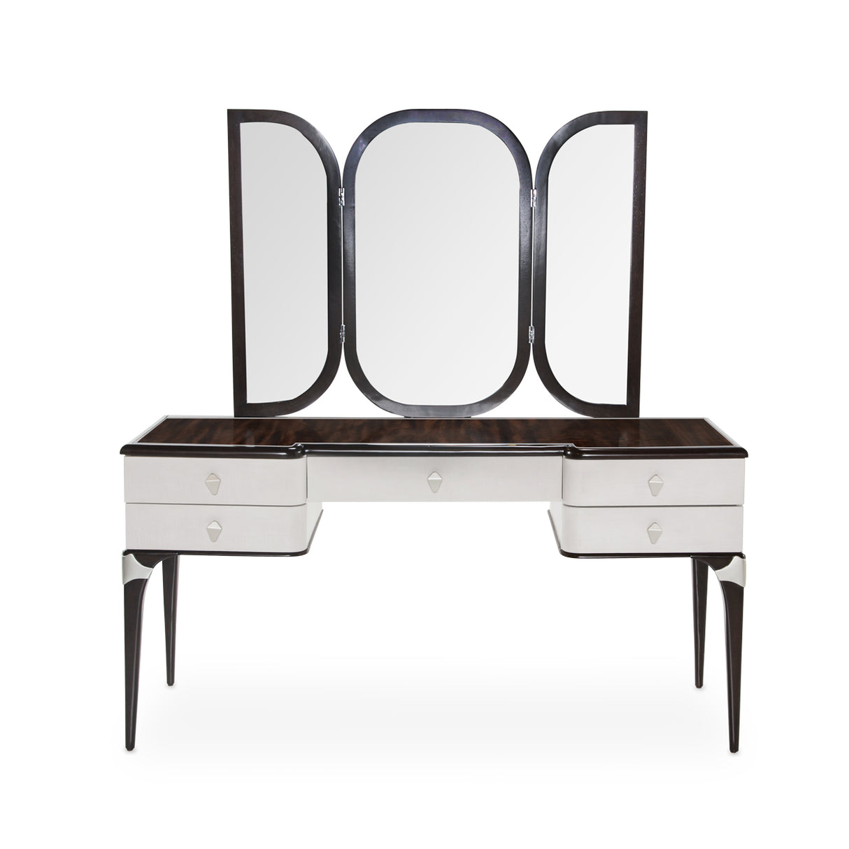 Paris Chic Espresso Vanity Desk With Mirror from Michael Amini - Luna Furniture