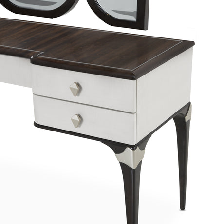 Paris Chic Espresso Vanity Desk With Mirror from Michael Amini - Luna Furniture