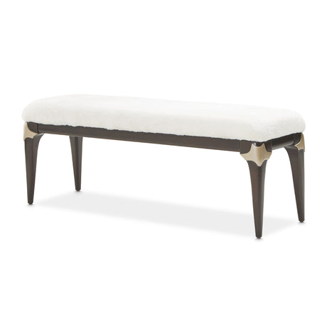Paris Chic Espresso Faux-fur Accent Bench from Michael Amini - Luna Furniture