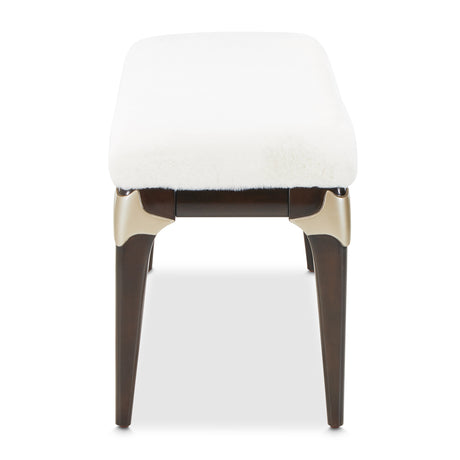 Paris Chic Espresso Faux-fur Accent Bench from Michael Amini - Luna Furniture