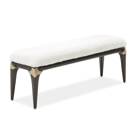 Paris Chic Espresso Faux-fur Accent Bench from Michael Amini - Luna Furniture