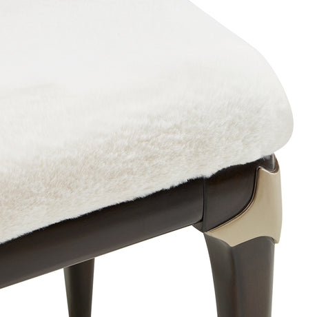 Paris Chic Espresso Faux-fur Accent Bench from Michael Amini - Luna Furniture