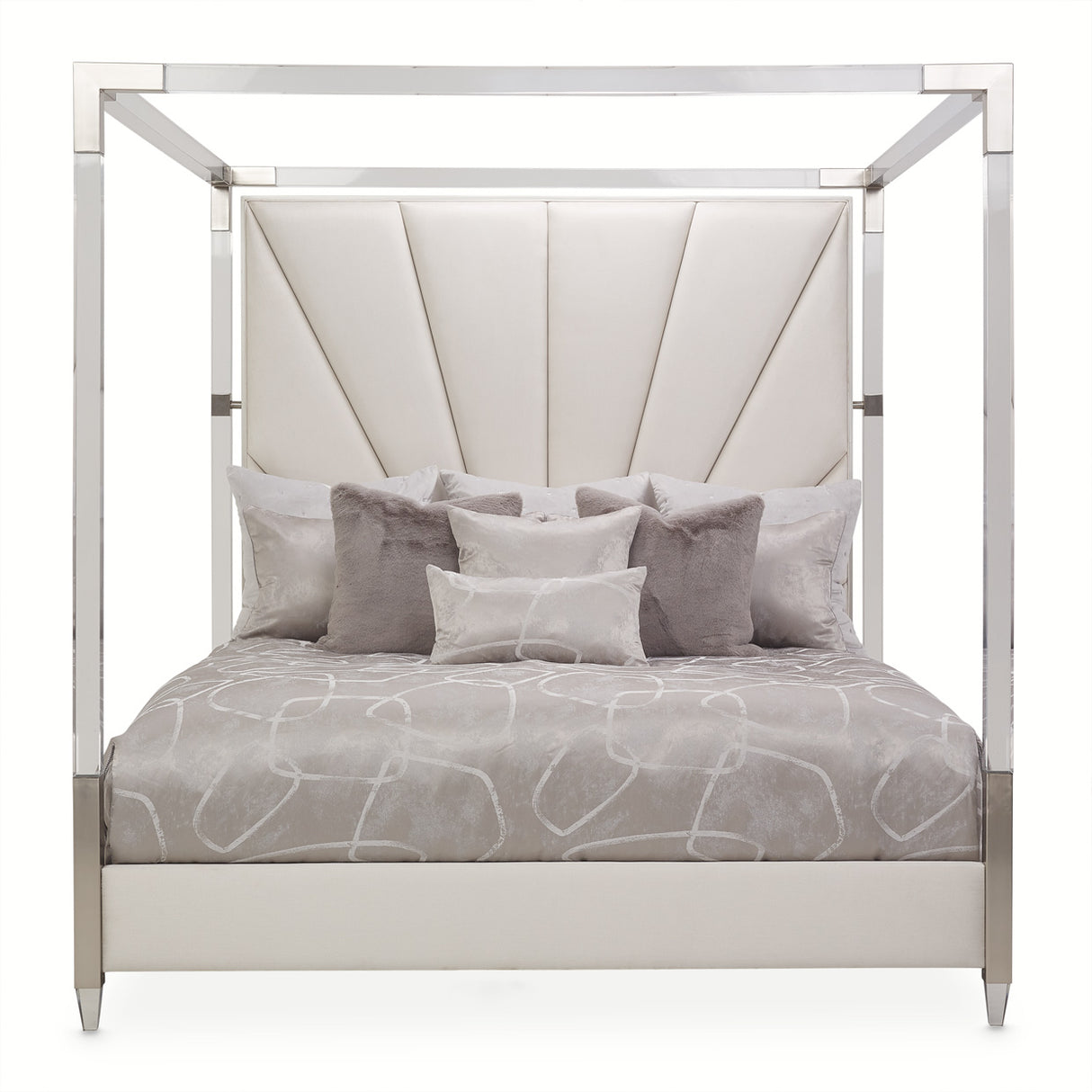 Penthouse-92 Ash Gray Eastern King Canopy Bed from Michael Amini - Luna Furniture