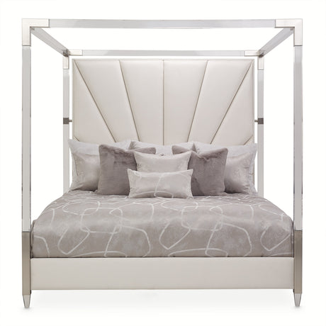 Penthouse-92 Ash Gray Eastern King Canopy Bed from Michael Amini - Luna Furniture