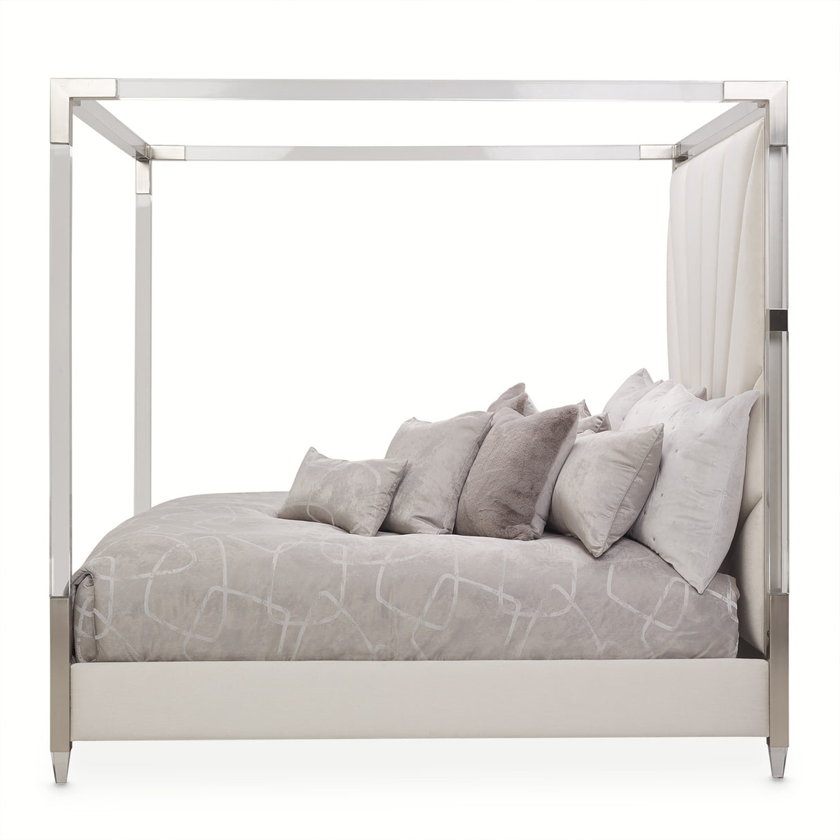 Penthouse-92 Ash Gray Eastern King Canopy Bed from Michael Amini - Luna Furniture