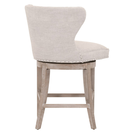 Milton Swivel Counter Stool in Performance Bisque French Linen, Natural Gray Ash from Essentials For Living - Luna Furniture