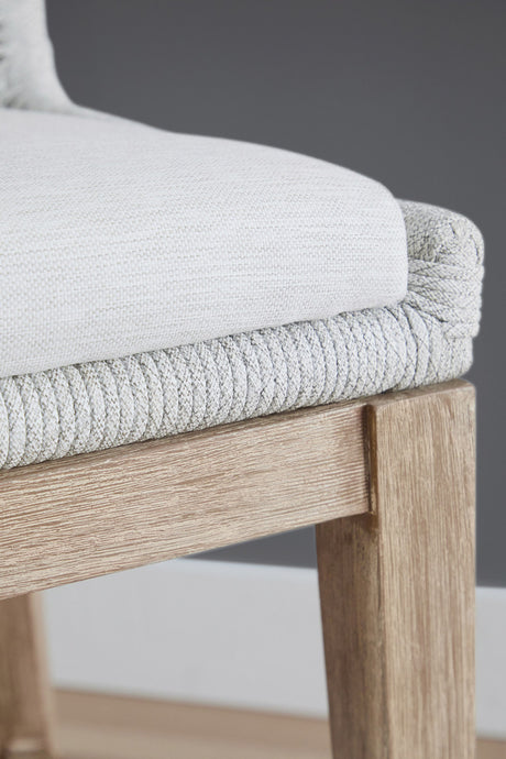 Mesh Counter Stool in White Speckle Flat Rope, Performance White Speckle, Natural Gray Mahogany from Essentials For Living - Luna Furniture