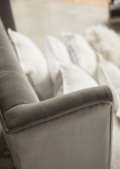 Chandler Standard King Bed in Dark Dove Velvet, Natural Gray Oak from Essentials For Living - Luna Furniture