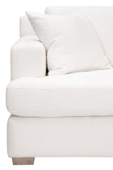 Dean 92" California Casual Sofa in Livesmart Boucle-Snow, Natural Gray Oak from Essentials For Living - Luna Furniture