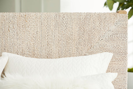 Malay Standard King Bed in White Wash Abaca Rope, Natural Gray Mahogany from Essentials For Living - Luna Furniture