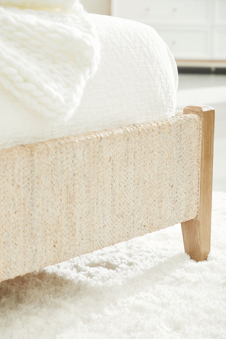 Malay Standard King Bed in White Wash Abaca Rope, Natural Gray Mahogany from Essentials For Living - Luna Furniture