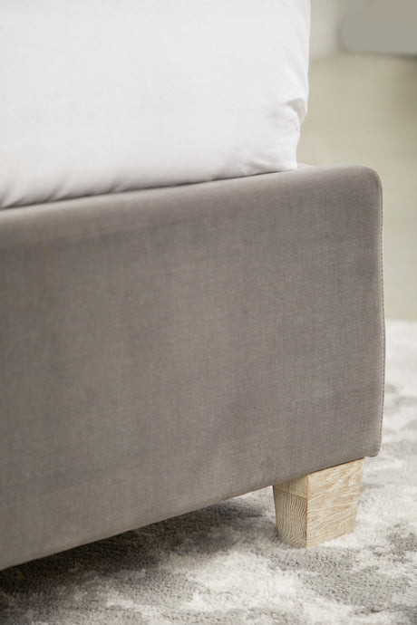 Chandler Standard King Bed in Dark Dove Velvet, Natural Gray Oak from Essentials For Living - Luna Furniture