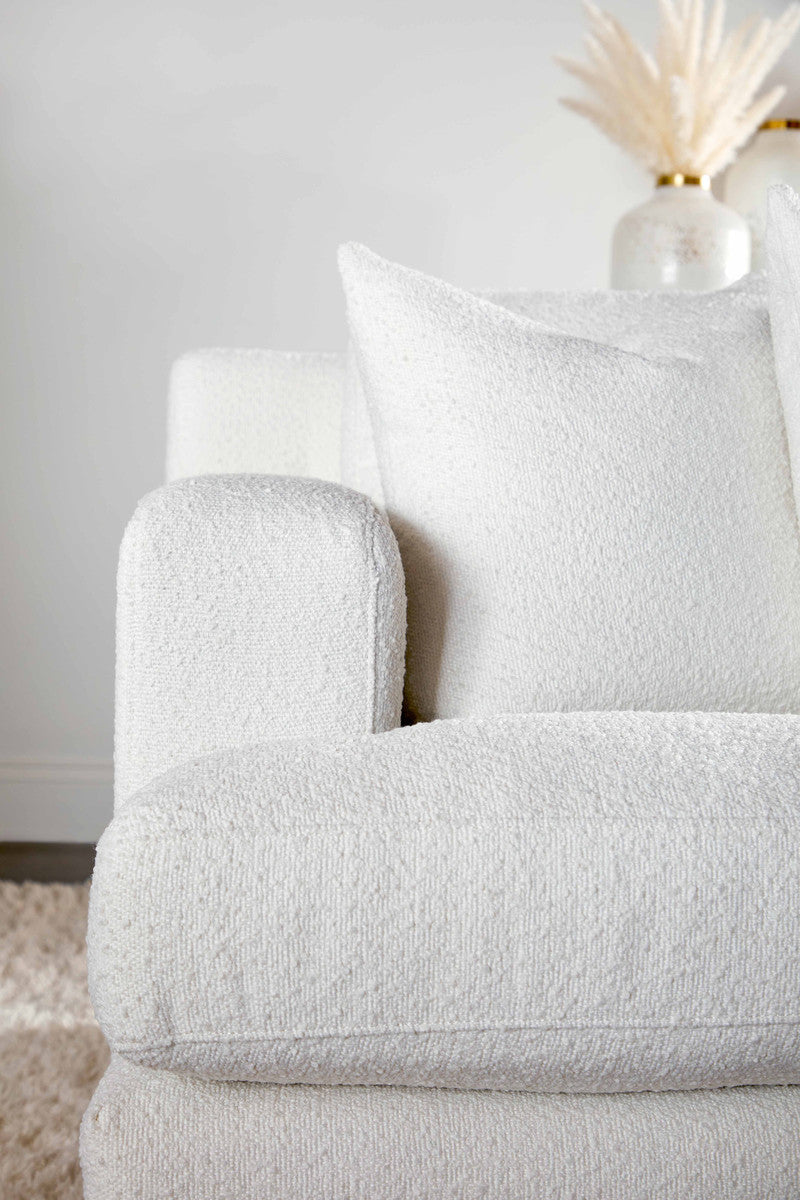 Dean 92" California Casual Sofa in Livesmart Boucle-Snow, Natural Gray Oak from Essentials For Living - Luna Furniture