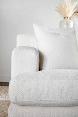 Dean 92" California Casual Sofa in Livesmart Boucle-Snow, Natural Gray Oak from Essentials For Living - Luna Furniture