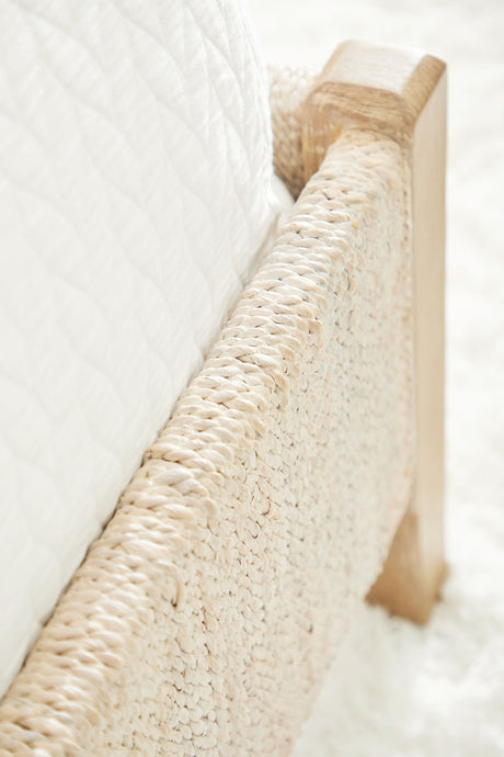 Malay Standard King Bed in White Wash Abaca Rope, Natural Gray Mahogany from Essentials For Living - Luna Furniture
