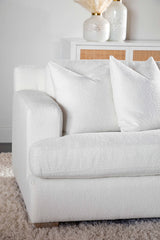 Dean 92" California Casual Sofa in Livesmart Boucle-Snow, Natural Gray Oak from Essentials For Living - Luna Furniture