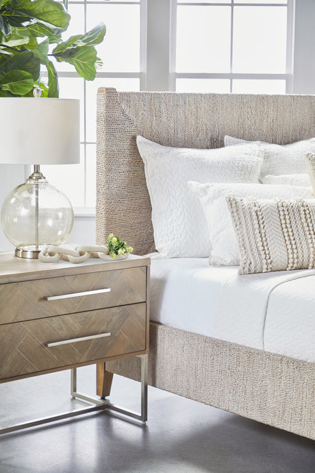 Malay Standard King Bed in White Wash Abaca Rope, Natural Gray Mahogany from Essentials For Living - Luna Furniture