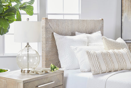 Malay Standard King Bed in White Wash Abaca Rope, Natural Gray Mahogany from Essentials For Living - Luna Furniture