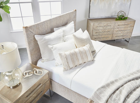 Malay Standard King Bed in White Wash Abaca Rope, Natural Gray Mahogany from Essentials For Living - Luna Furniture
