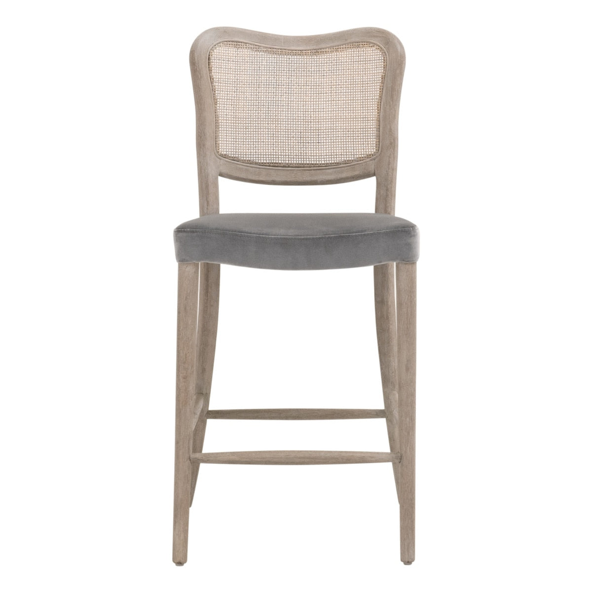 Cela Counter Stool in Performance Dark Dove Velvet, Natural Gray Oak, Natural Gray Cane from Essentials For Living - Luna Furniture