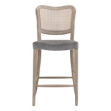 Cela Counter Stool in Performance Dark Dove Velvet, Natural Gray Oak, Natural Gray Cane from Essentials For Living - Luna Furniture