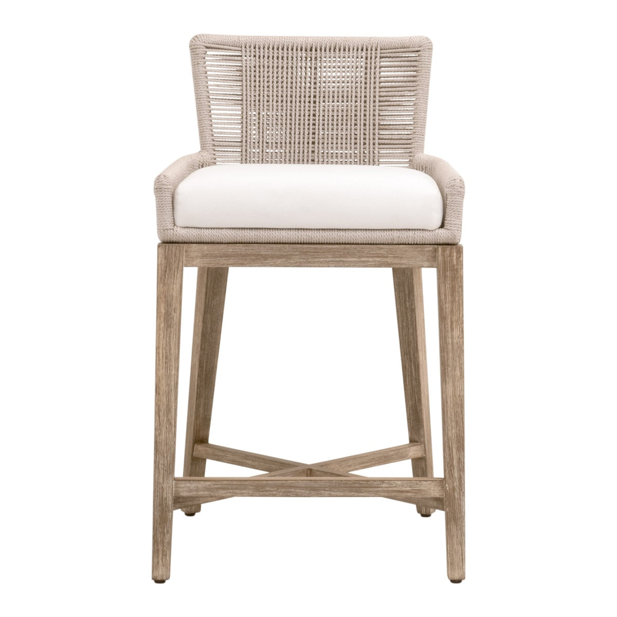 Overlay Counter Stool in Oyster Twist Rope, Livesmart Peyton-Pearl, Natural Gray Mahogany from Essentials For Living - Luna Furniture